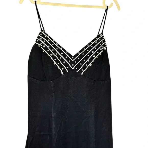 Vintage Jessica McClintock Black Embellished Maxi Slip Dress - Picture 2 of 6